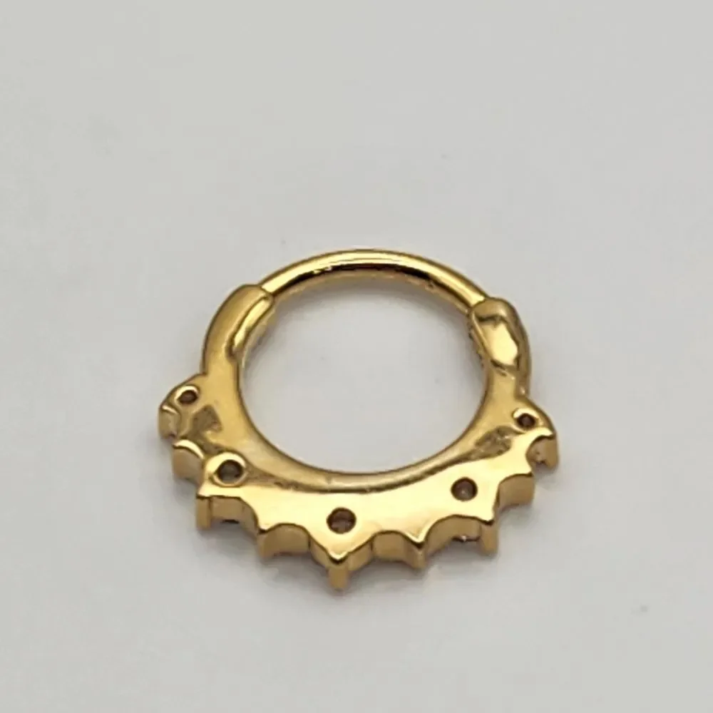 Gold Tone Stainless Steel Stars CZ Septum Clicker Nose Ring